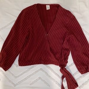 CUTE rustic red pin striped tie top!!